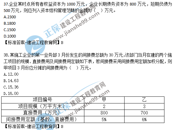 2018一建工程經濟試題解析